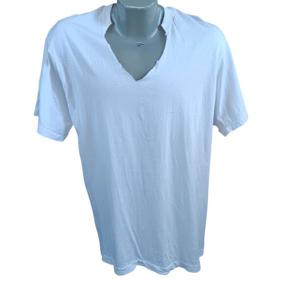 Vintage White BVD XL Mens T-Shirt Single Stitch Combed Cotton Distressed V-Neck - Picture 4 of 6